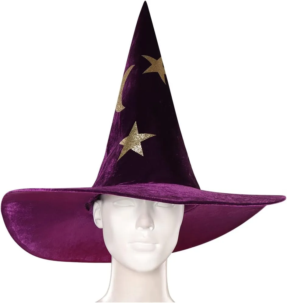 Women's Cosplay Costume Witch Dress with Hat Bag Purple Cloak Robe Shirt Skirt Suit Halloween Dress Up