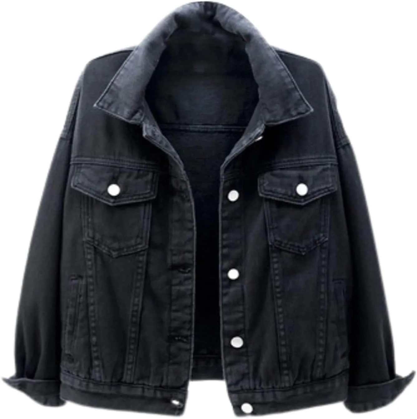 Women's Fashion Casual Colorful Solid Size Large Pocket Button Denim Coat Women's Short Coat Ladies Denim Jacket
