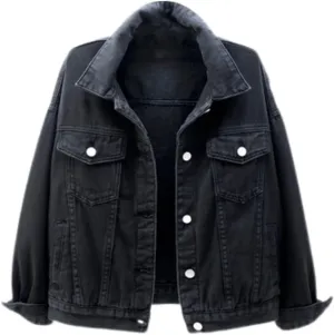 Women's Fashion Casual Colorful Solid Size Large Pocket Button Denim Coat Women's Short Coat Ladies Denim Jacket