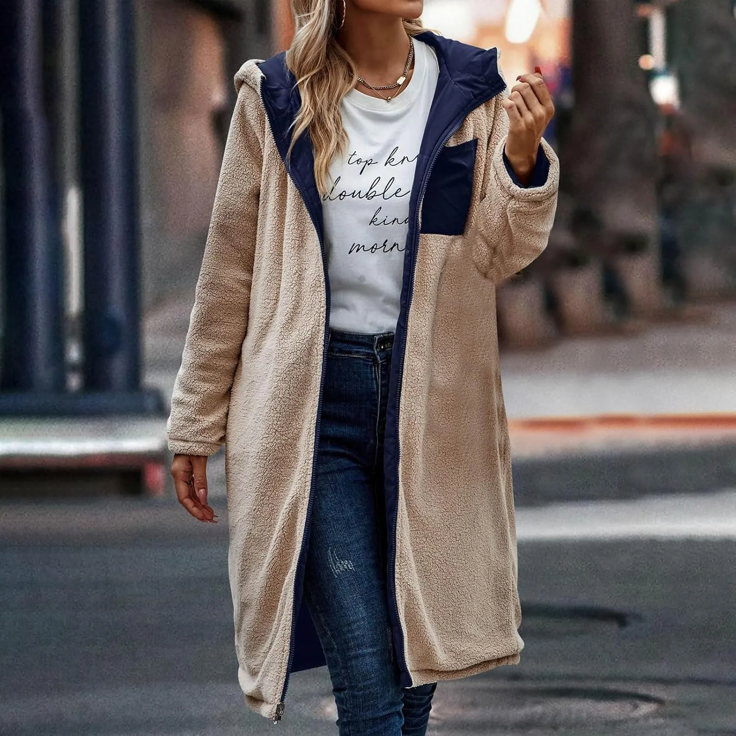 Womens Fleece Lined Parka Warm Sherpa Jacket Winter Coat with Hood Thick Down Jacket Outerwear Coat with Pockets