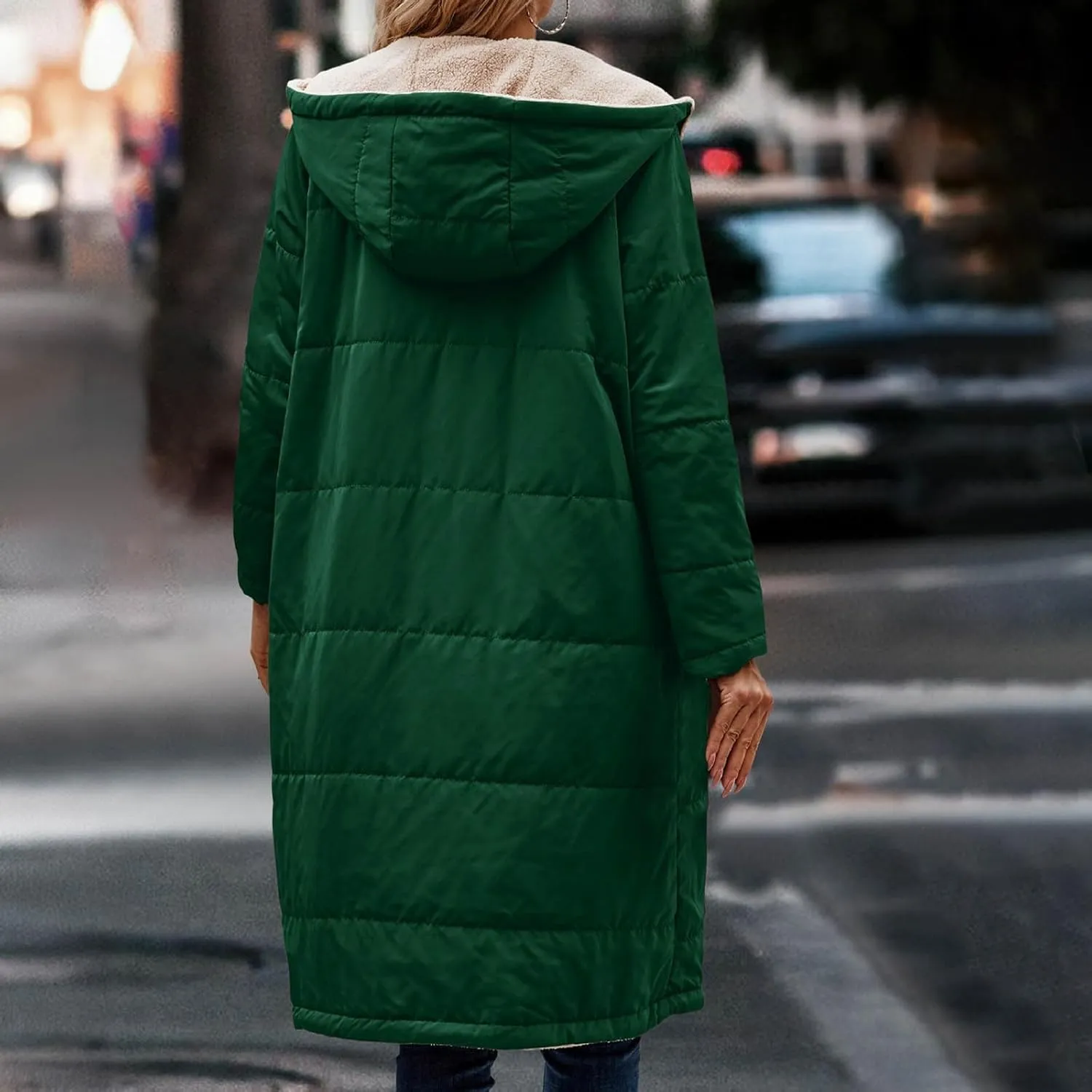 Womens Fleece Lined Parka Warm Sherpa Jacket Winter Coat with Hood Thick Down Jacket Outerwear Coat with Pockets