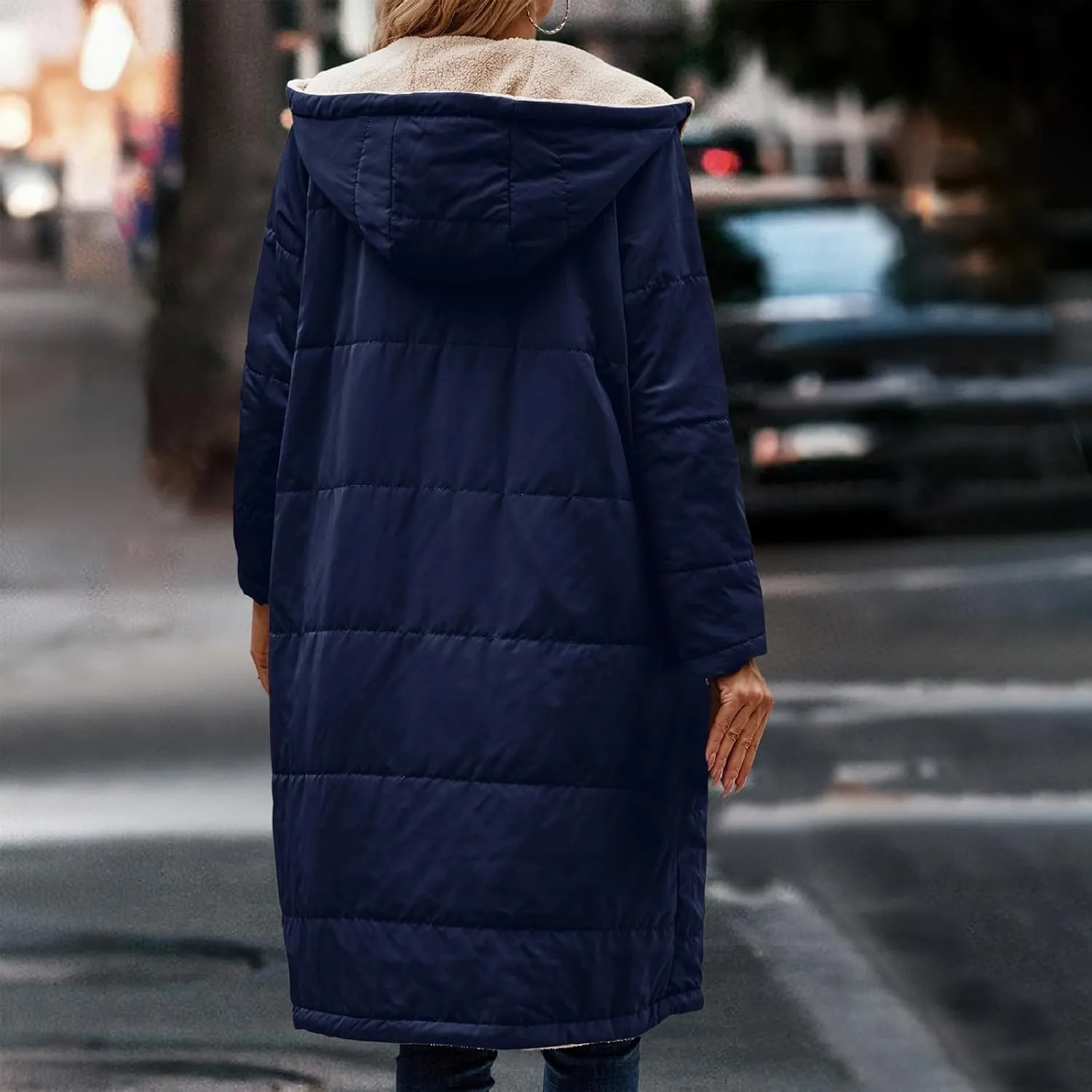 Womens Fleece Lined Parka Warm Sherpa Jacket Winter Coat with Hood Thick Down Jacket Outerwear Coat with Pockets
