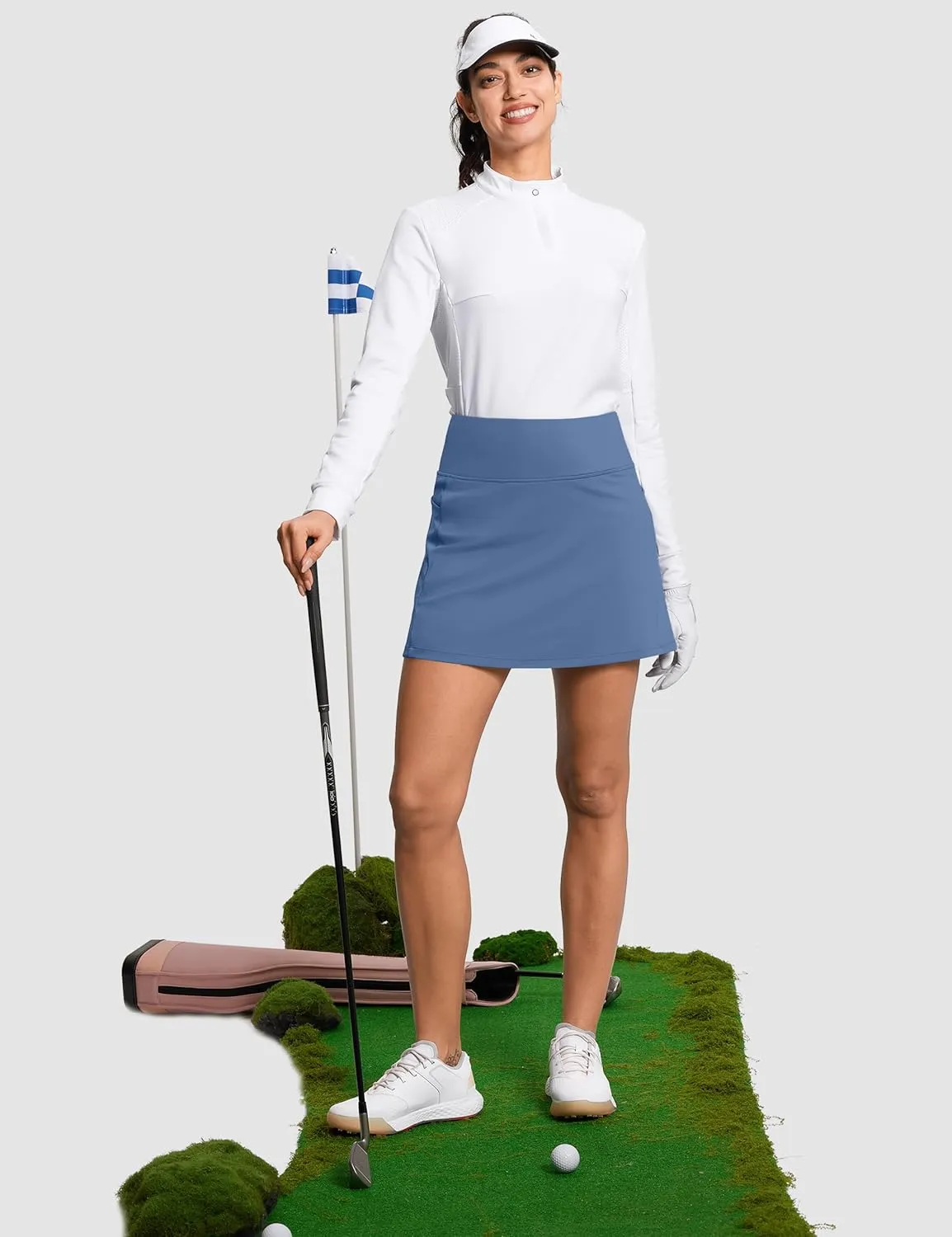 Women's Golf Skirts with Short High Waisted Pickleball Skirt Tummy Control Tennis Skort 6 Pockets Athletic Casual