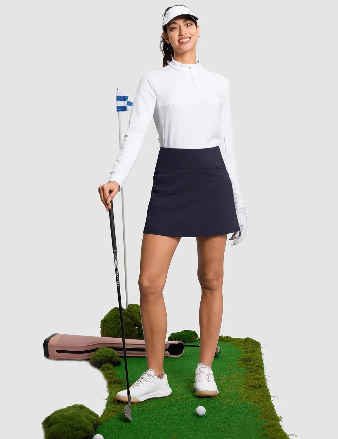 Women's Golf Skirts with Short High Waisted Pickleball Skirt Tummy Control Tennis Skort 6 Pockets Athletic Casual