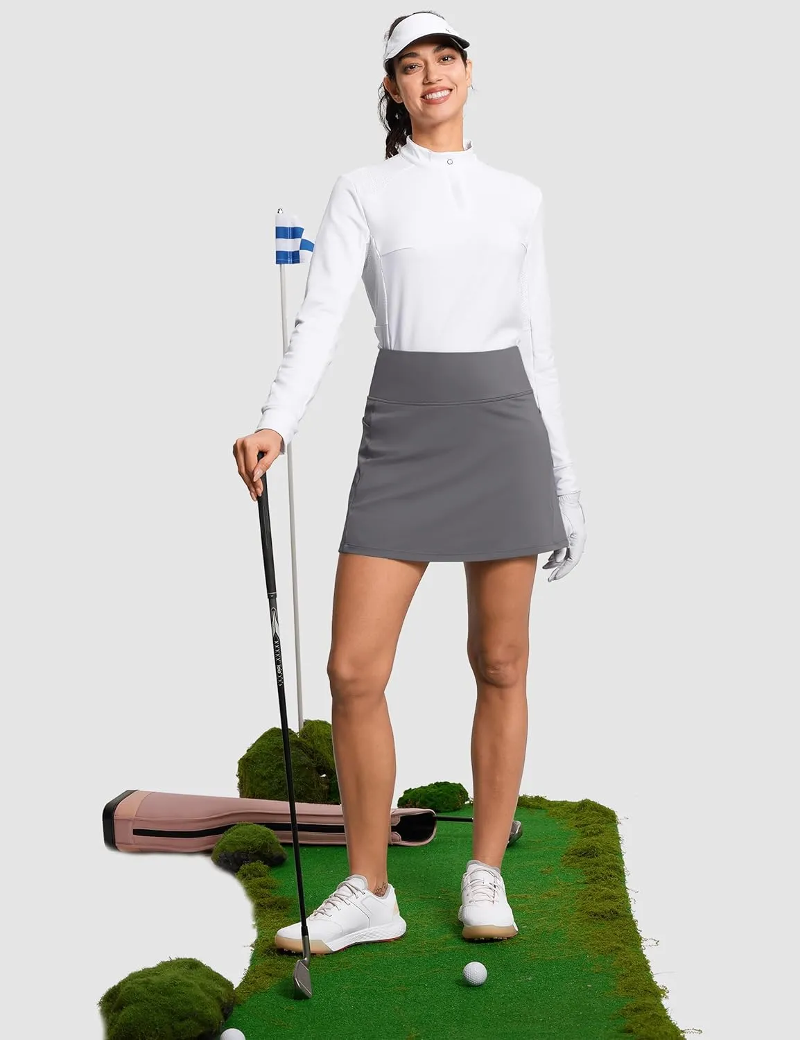 Women's Golf Skirts with Short High Waisted Pickleball Skirt Tummy Control Tennis Skort 6 Pockets Athletic Casual