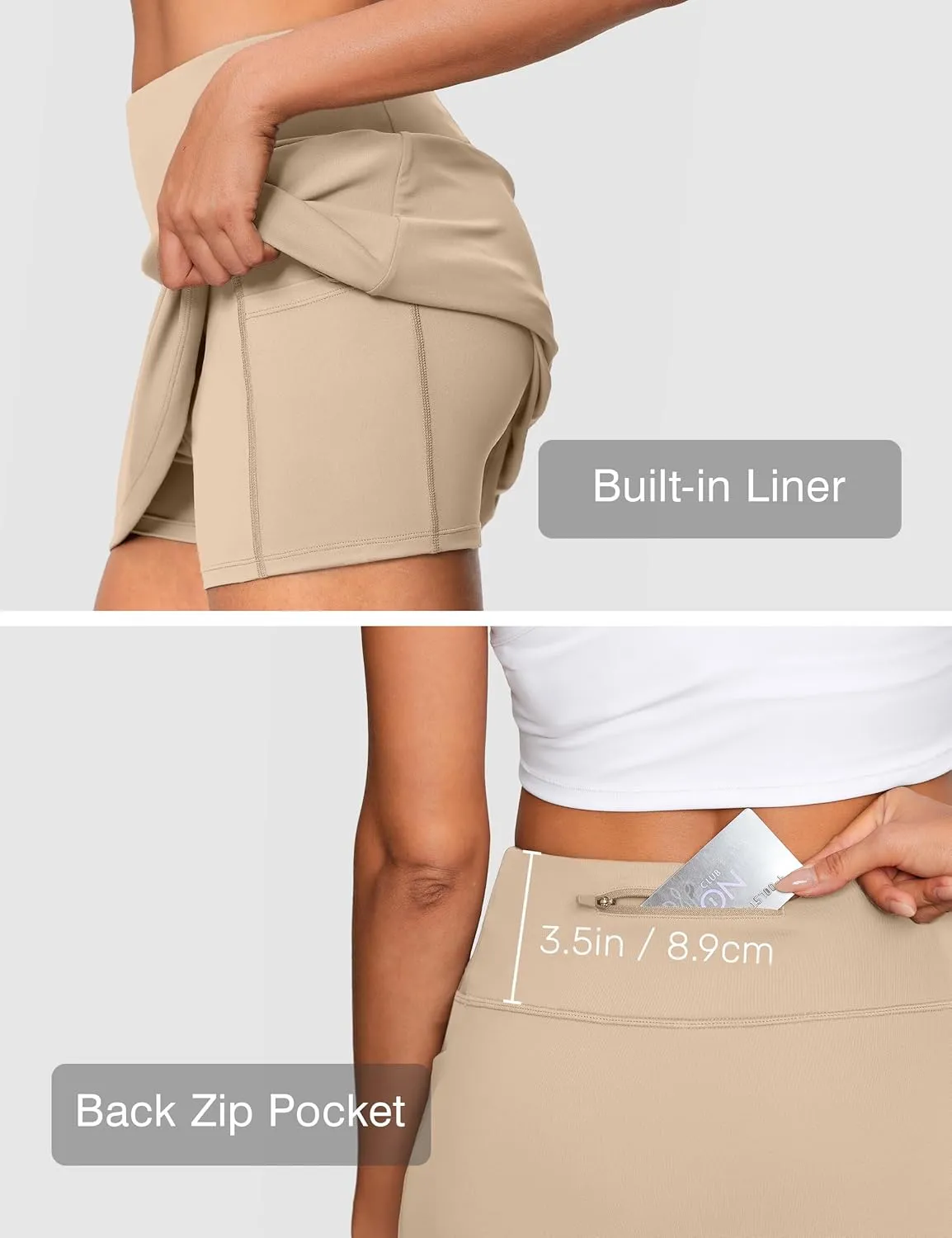 Women's Golf Skirts with Short High Waisted Pickleball Skirt Tummy Control Tennis Skort 6 Pockets Athletic Casual