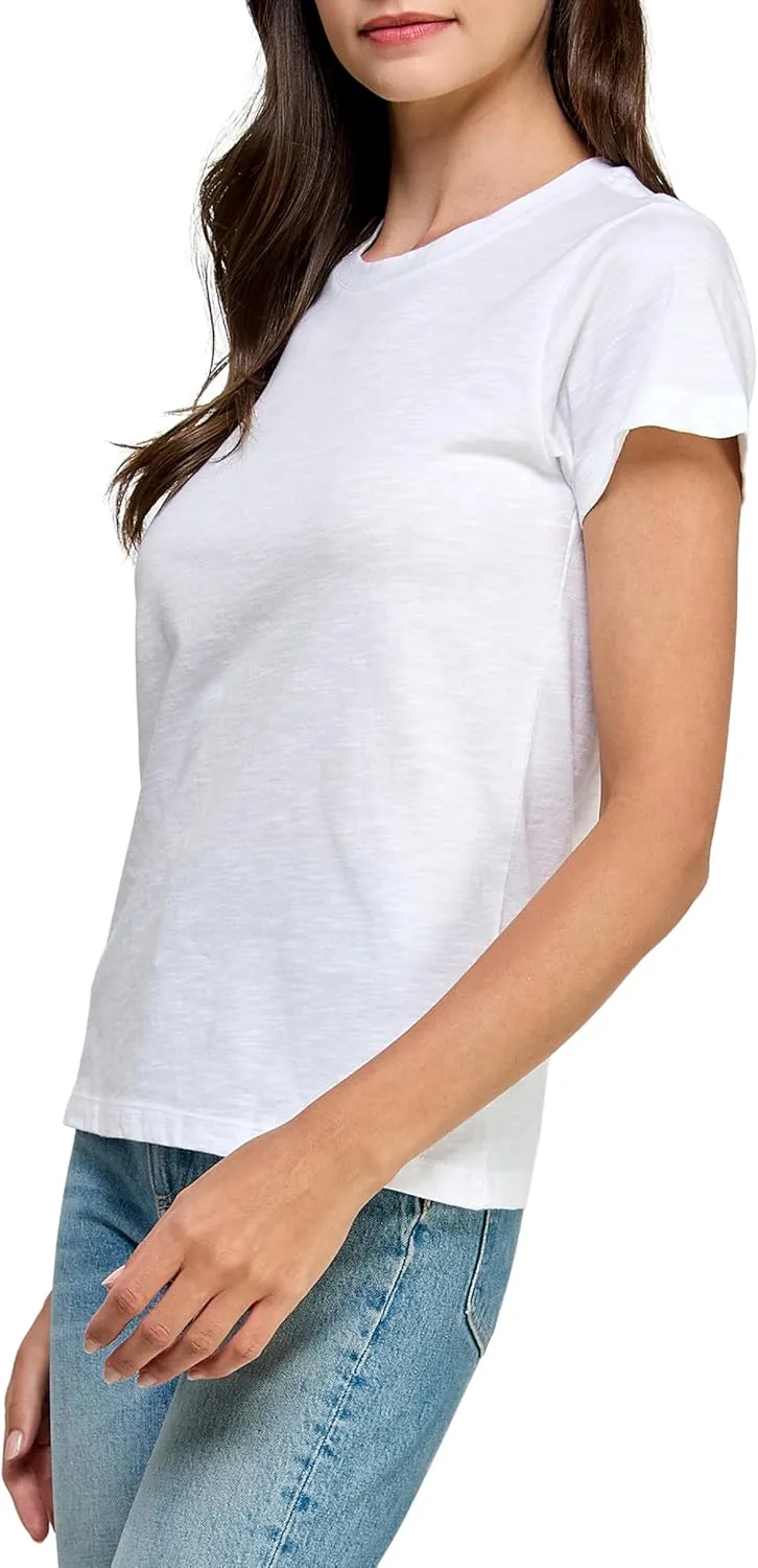 Women's GOTS Certified 100% Organic Cotton Slub Crewneck T Shirt Short Sleeve Tee Tops