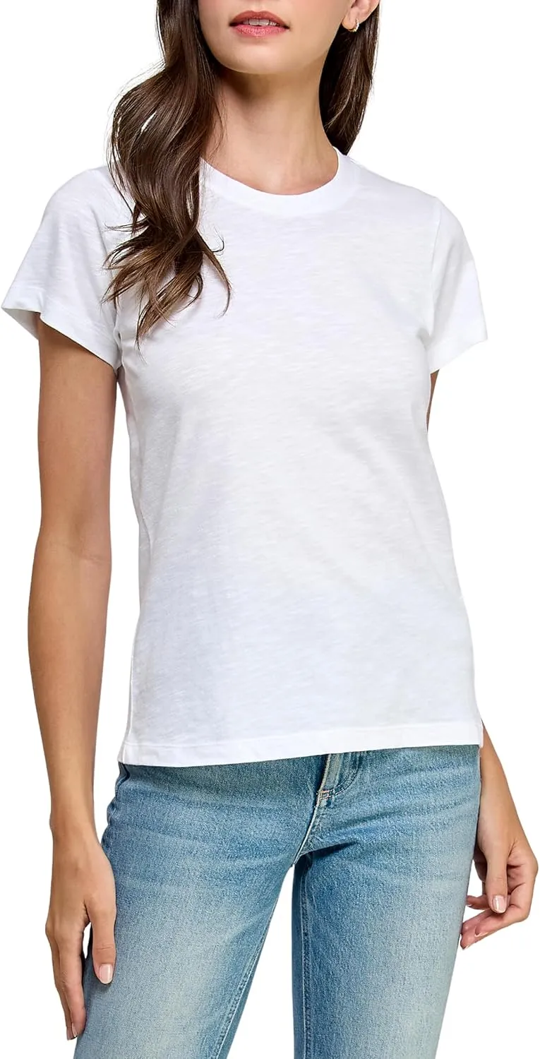 Women's GOTS Certified 100% Organic Cotton Slub Crewneck T Shirt Short Sleeve Tee Tops