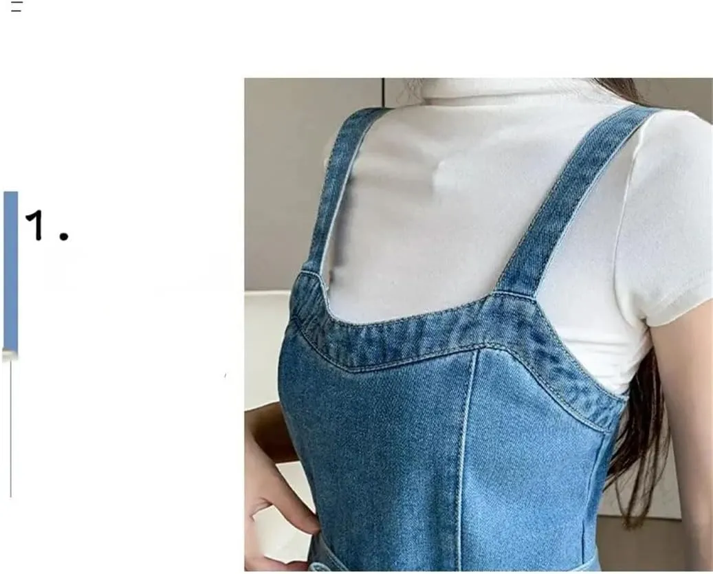 Women's High-Waisted Medium-Length Slimming Bodycon Dress with Tank Top Denim Skirt for Women Denimtank Dress