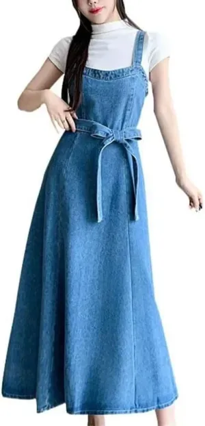 Women's High-Waisted Medium-Length Slimming Bodycon Dress with Tank Top Denim Skirt for Women Denimtank Dress