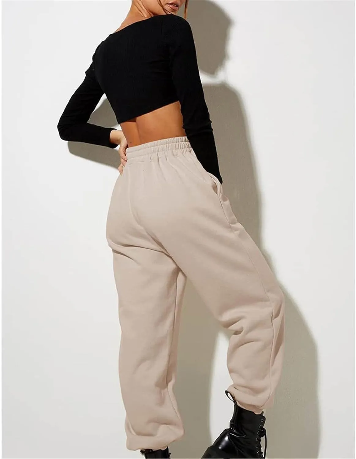 Women's Joggers Sweatpants Solid and Tracksuit Sweatshirt Hooded Women Suits Sets High Waisted Cargo Pants Wide Leg