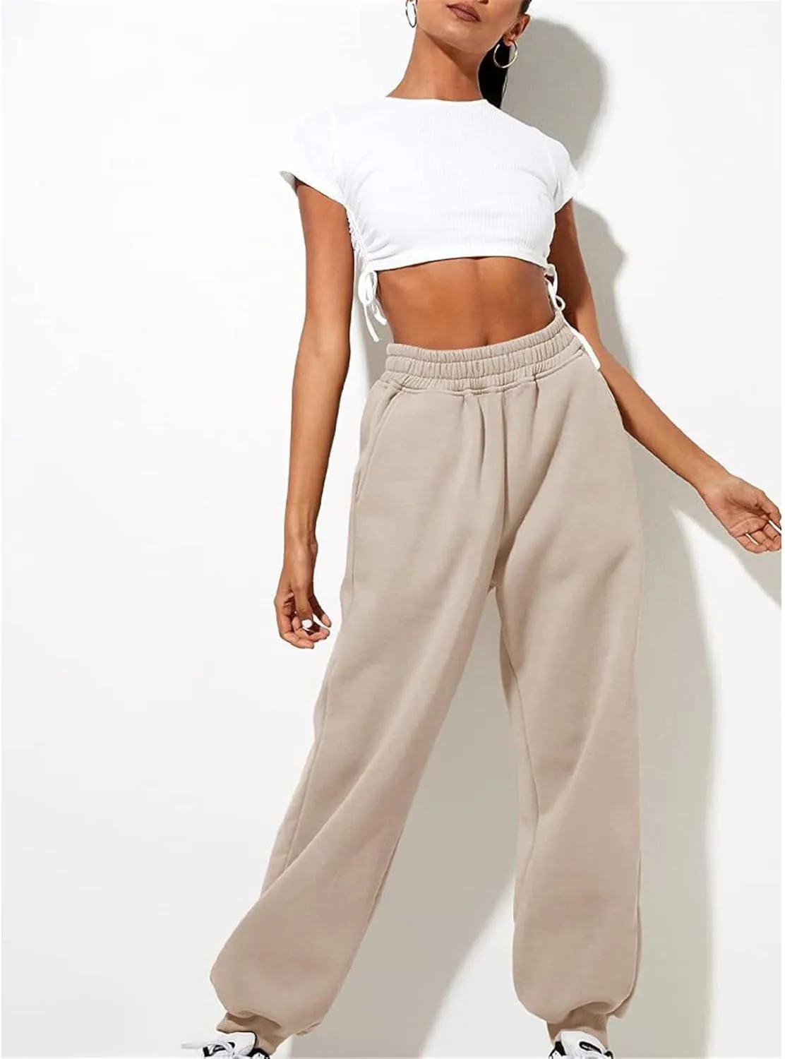 Women's Joggers Sweatpants Solid and Tracksuit Sweatshirt Hooded Women Suits Sets High Waisted Cargo Pants Wide Leg