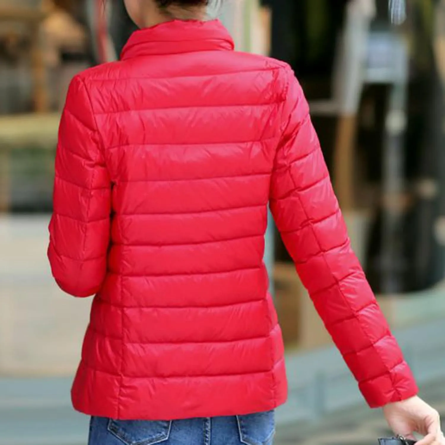 Women's Lightweight Packable Down Jacket Quilted Puffer Coat Plus Size Winter Warm Puffy Jackets with Stand Collar