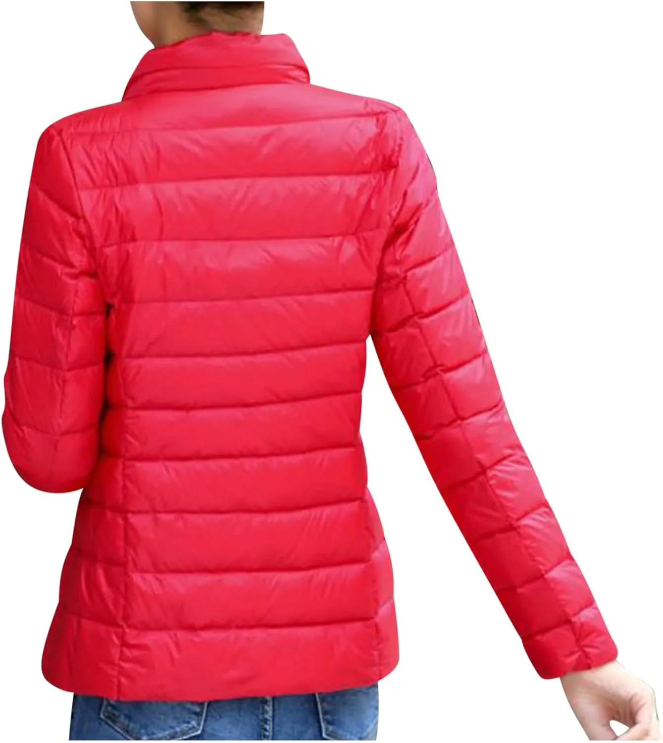 Women's Lightweight Packable Down Jacket Quilted Puffer Coat Plus Size Winter Warm Puffy Jackets with Stand Collar