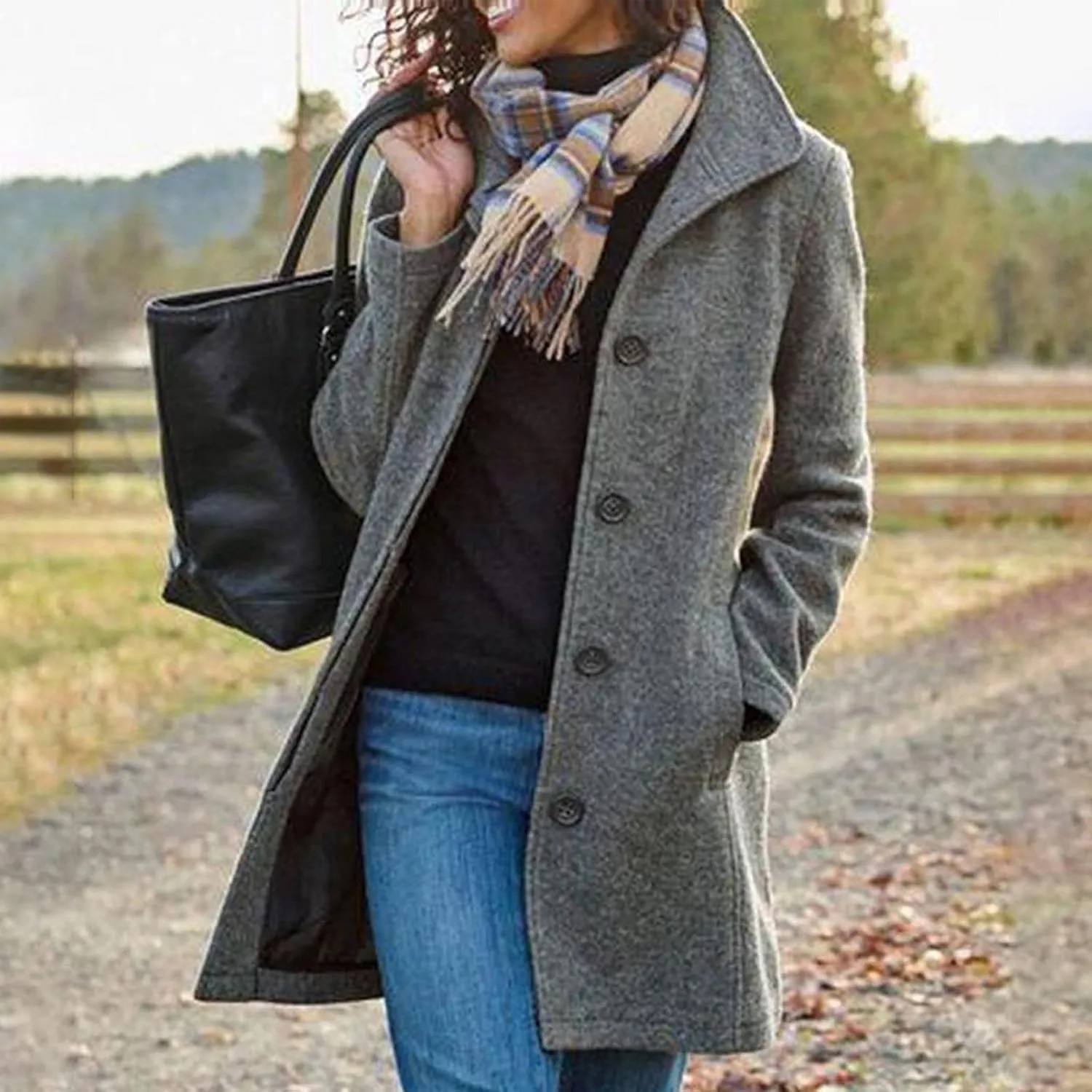 Womens Long Coats Winter Stand Collar Wool Pea Coat Trench Coat Wool Blend Peacoat Thicken Blazer Jackets Fashion