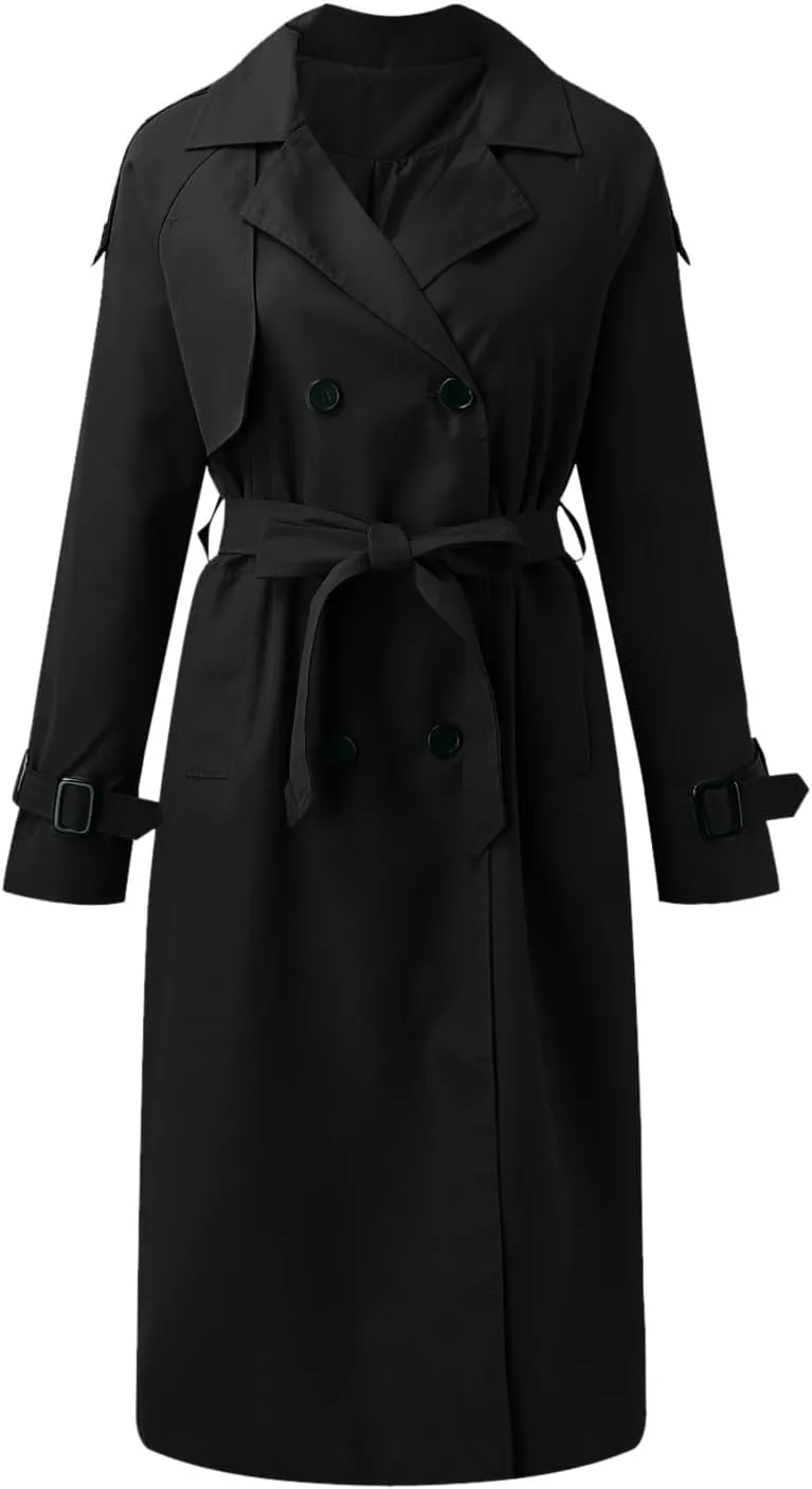 Women's Mid Length Casual Versatile Trench Coat Cute Fall Jackets for Women