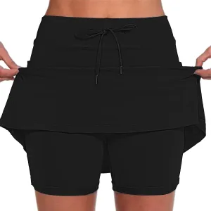 Women's Mini Tennis Skirt with Shorts Athletic Workout Lounge Golf Skorts Trendy Summer Gym Biker Cycling Shorts