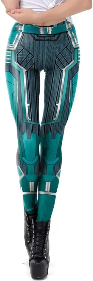 Women's Retro Punk Pioneer Warrior Print Stretch Leggings Sexy Comic Tattoo Smooth & Soft Elastic Pants - Reg, Plus