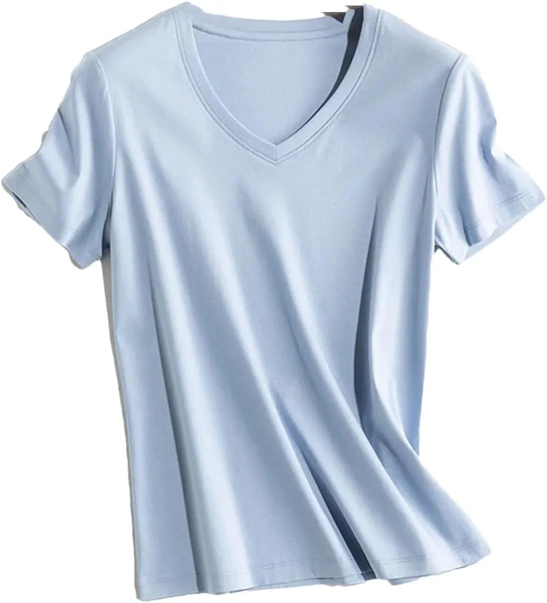 Women's Summer Satin Camisole Tank Tops Female Casual Short Sleeve T-Shirt Womens Soft Basic Tee