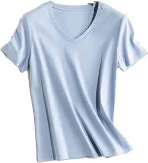 Women's Summer Satin Camisole Tank Tops Female Casual Short Sleeve T-Shirt Womens Soft Basic Tee
