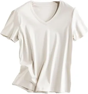 Women's Summer Satin Camisole Tank Tops Female Casual Short Sleeve T-Shirt Womens Soft Basic Tee