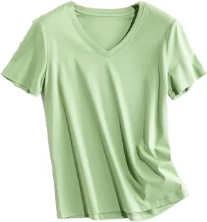 Women's Summer Satin Camisole Tank Tops Female Casual Short Sleeve T-Shirt Womens Soft Basic Tee