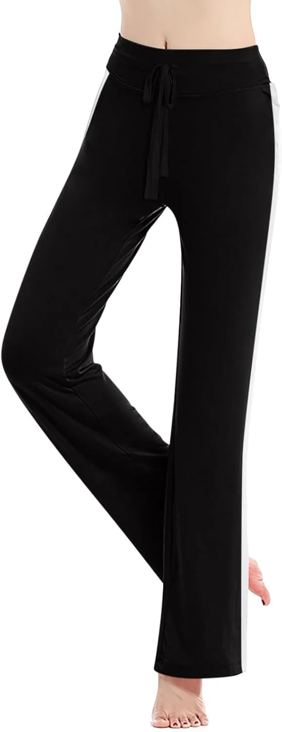 Women's Sweatpant Yoga Leggings Side Striped High Waist Stretch Slim Comfy Jogger Gym Sport Workout Pants Trousers