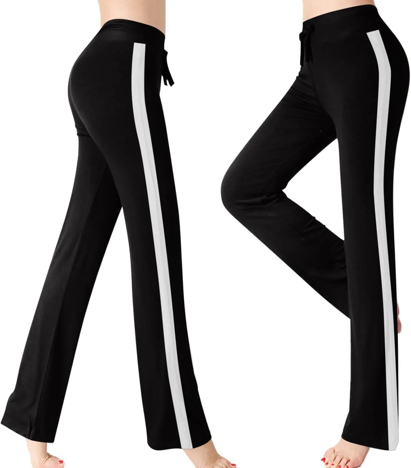 Women's Sweatpant Yoga Leggings Side Striped High Waist Stretch Slim Comfy Jogger Gym Sport Workout Pants Trousers