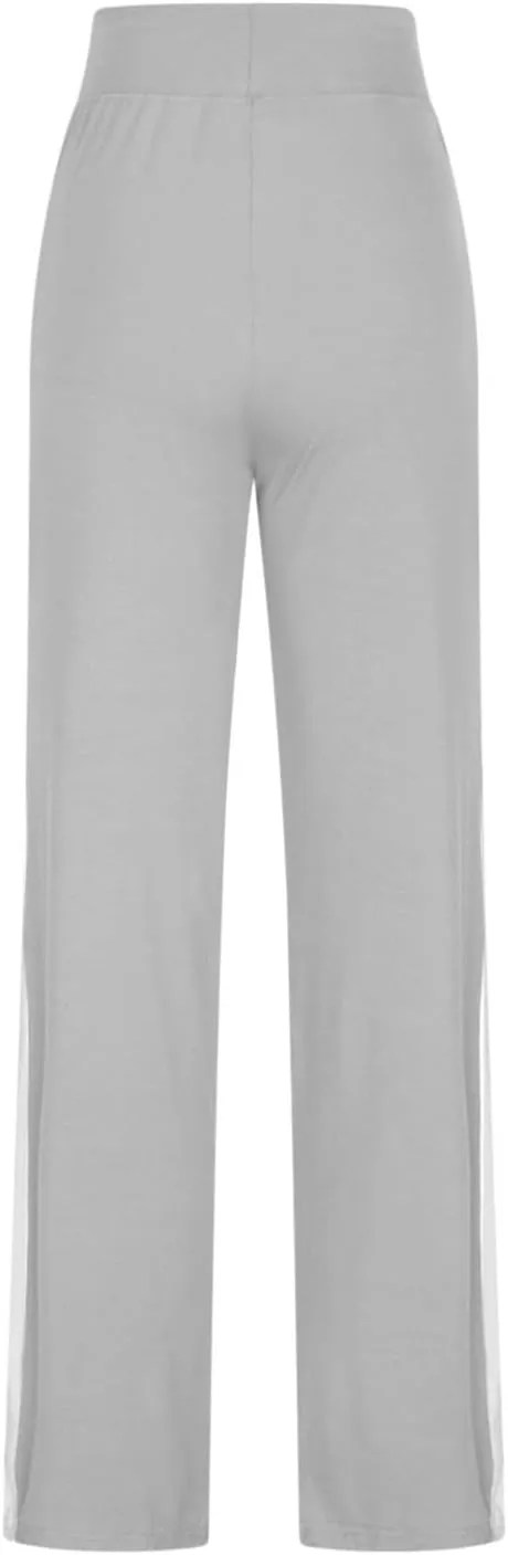 Women's Sweatpant Yoga Leggings Side Striped High Waist Stretch Slim Comfy Jogger Gym Sport Workout Pants Trousers