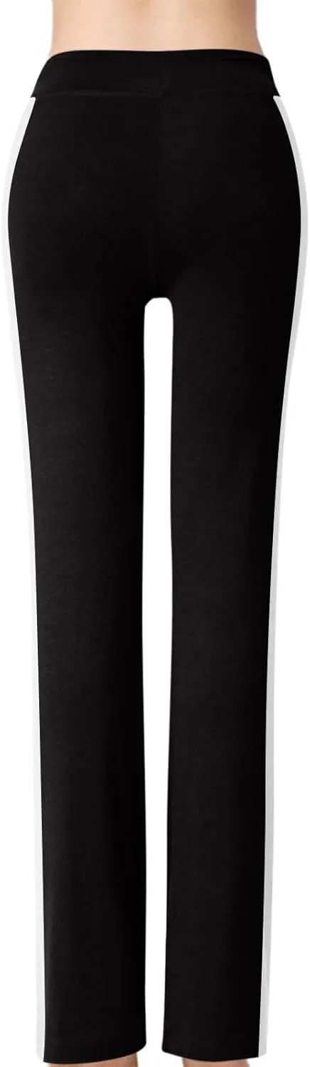 Women's Sweatpant Yoga Leggings Side Striped High Waist Stretch Slim Comfy Jogger Gym Sport Workout Pants Trousers