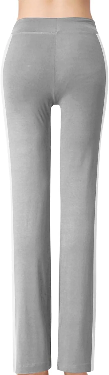 Women's Sweatpant Yoga Leggings Side Striped High Waist Stretch Slim Comfy Jogger Gym Sport Workout Pants Trousers