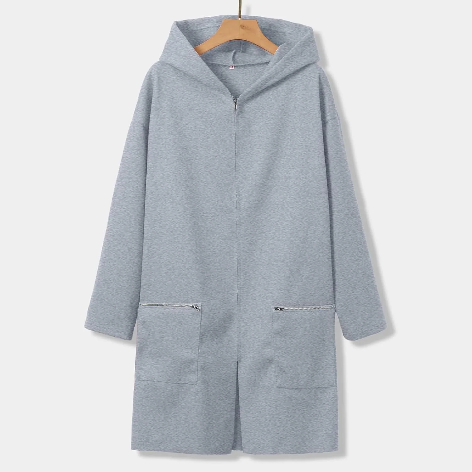 Women's Trench Coat Elegant Plain Long Sleeve Zip Up Winter Jacket Lapel Fuzzy Fleece Casual Solid Color Jackets