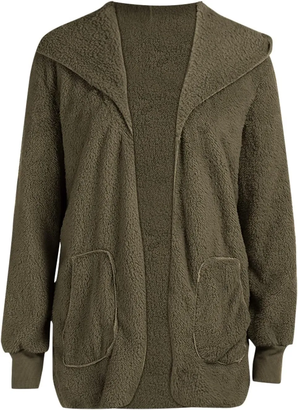 Womens Winter Coats Baggy Comfy Shaggy Sherpa Jacket Oversized Fleece Outwear Casual Open Front Cardigan fith Pockets