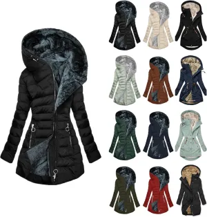 Womens Winter Coats Fleece Lined Hooded Jacket Waterproof Puffer Jacket Plus Size Parka Coat Warm Outerwear Snow Coats