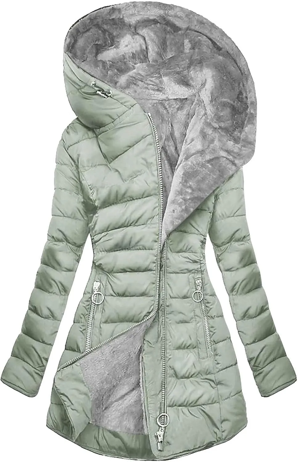 Womens Winter Coats Fleece Lined Hooded Jacket Waterproof Puffer Jacket Plus Size Parka Coat Warm Outerwear Snow Coats