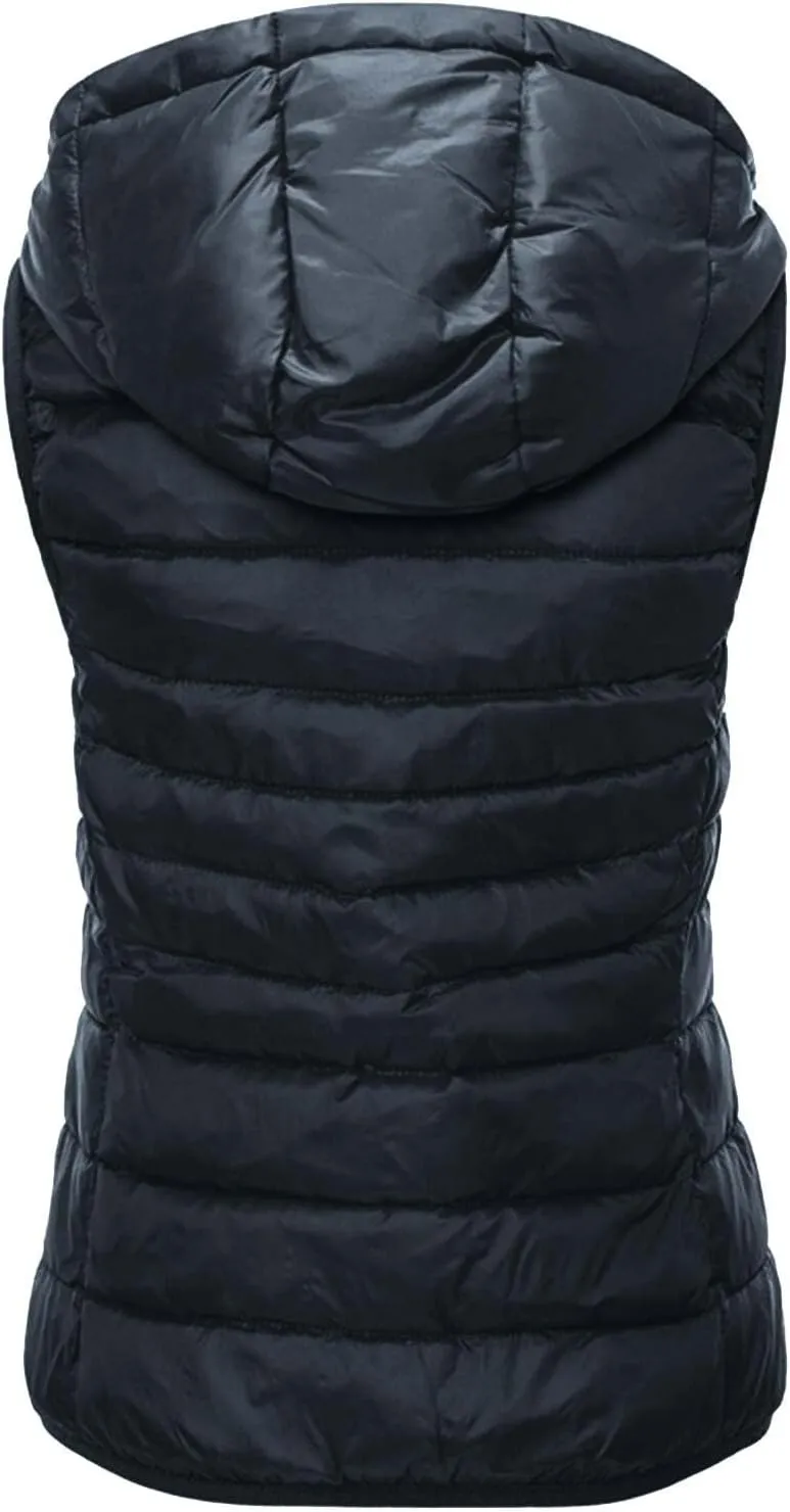 Women's Winter Down Vest Lightweight Packable Puffer Vest Warm Down Jackets Plus Size Fashion Waistcoat with Hood
