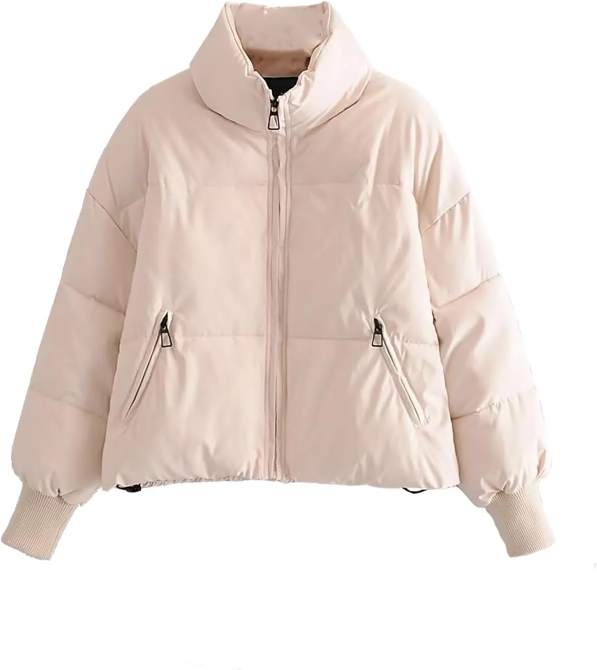 Women's Winter Stand Collar Puffer Jacket Zipper Baggy Short Padded down Coats Fluffy Thermal Warm Bread Cotton Coats
