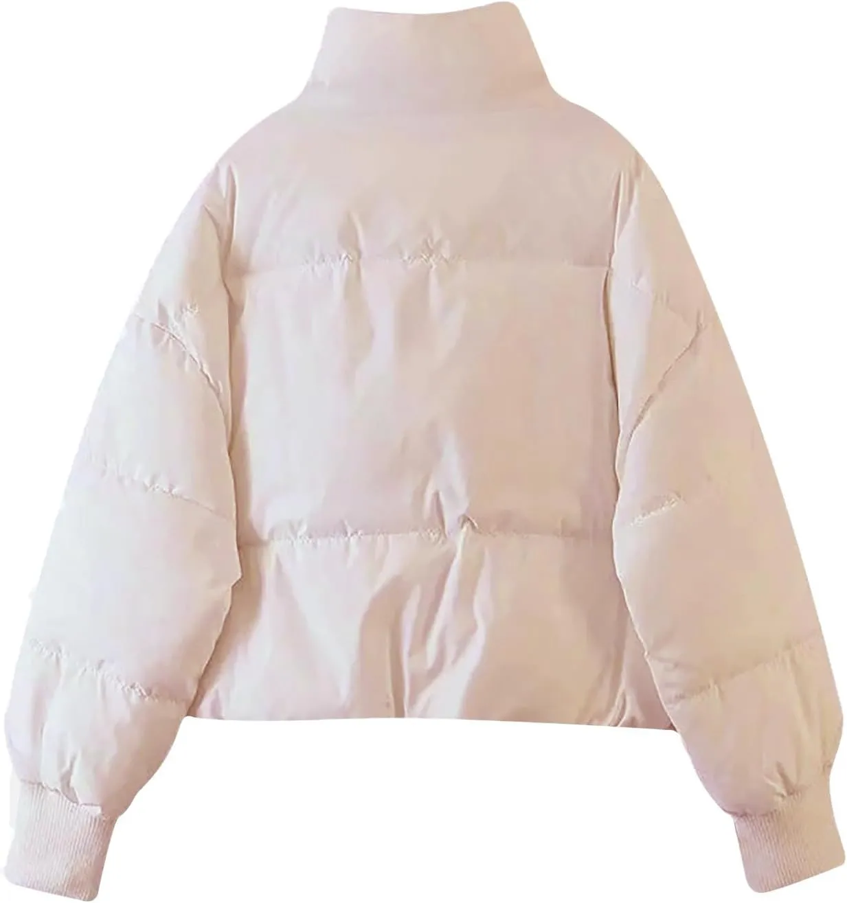 Women's Winter Stand Collar Puffer Jacket Zipper Baggy Short Padded down Coats Fluffy Thermal Warm Bread Cotton Coats