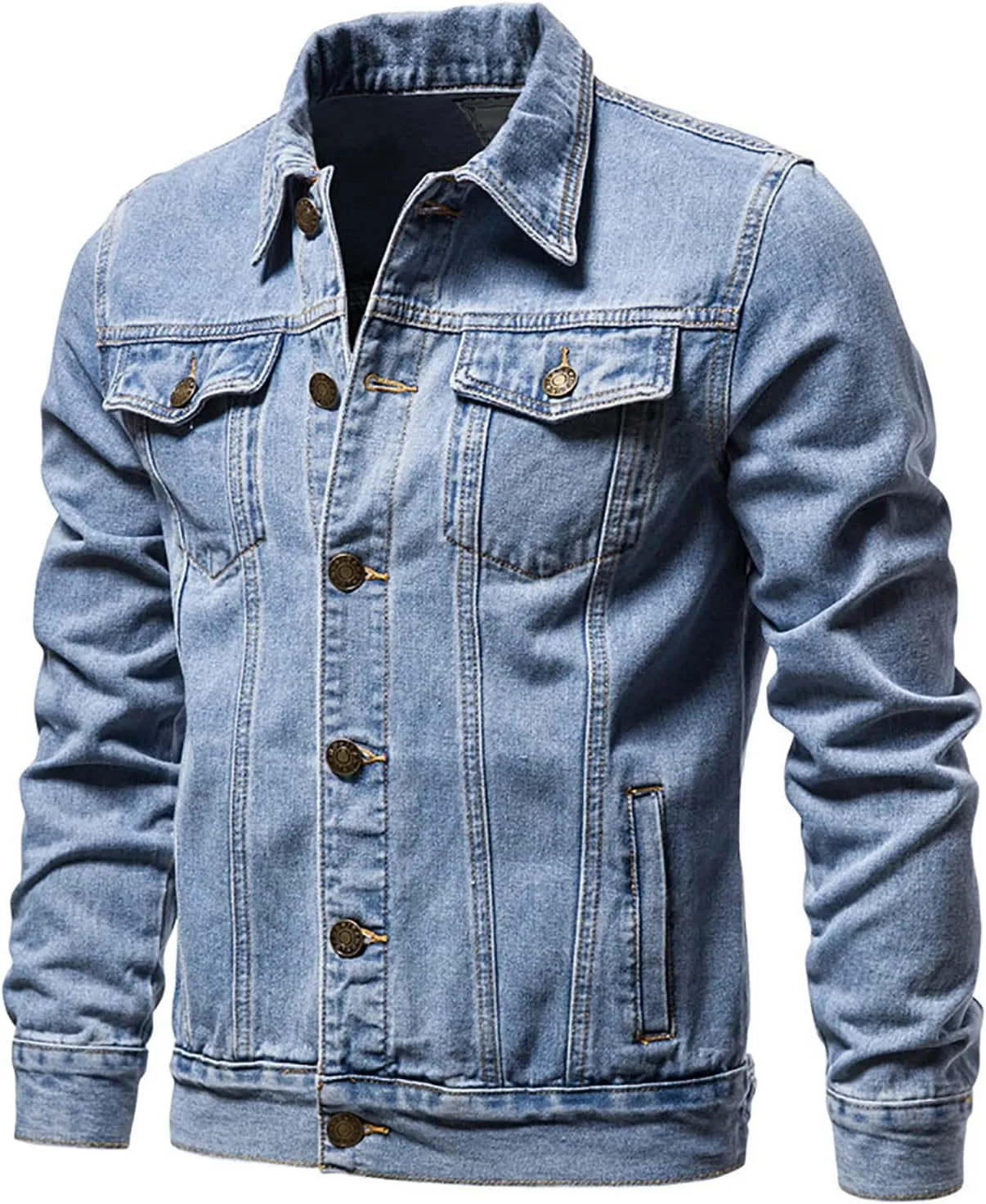 XUNRYAN Teen Boys Denim Jackets Long Sleeve Shirts Casual Button Down Blouse Lapel Shacket Jean Jackets Winter Fall Tops