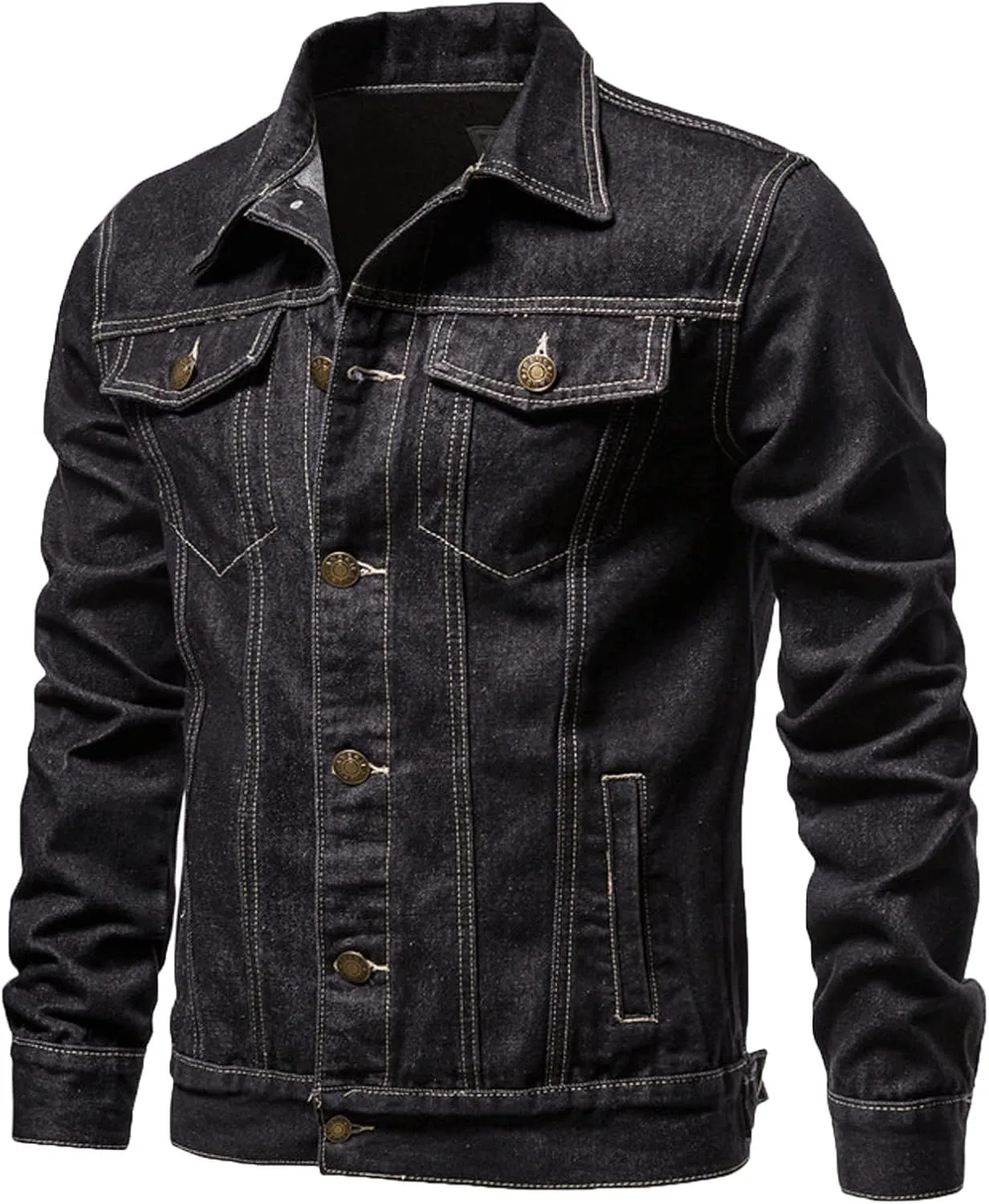 XUNRYAN Teen Boys Denim Jackets Long Sleeve Shirts Casual Button Down Blouse Lapel Shacket Jean Jackets Winter Fall Tops