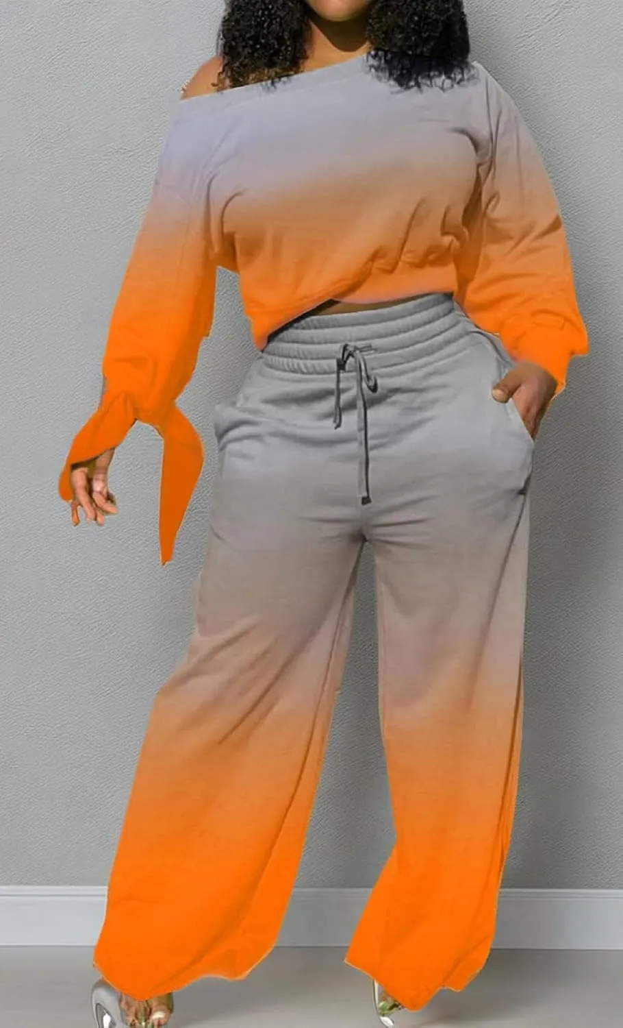 Yiershu Women's 2 Piece Outfits Casual Sweatsuits Long Sleeve Loose Matching Wide Leg Tracksuit Pants Sets with Pockets