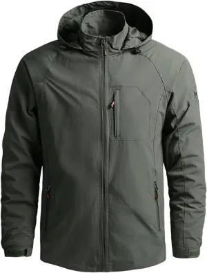 Ymosrh Jacket Lightweight Waterproof Rain Jacket with Hood Outdoor Raincoat Softshell Jacket for Hiking Travel, XL-5XL