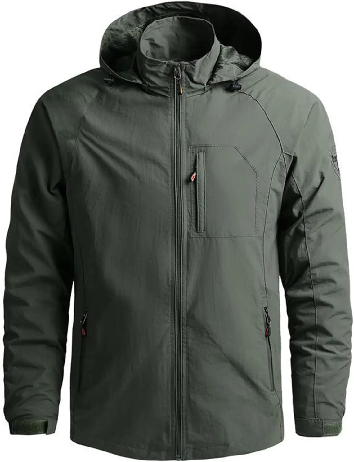 Ymosrh Jacket Lightweight Waterproof Rain Jacket with Hood Outdoor Raincoat Softshell Jacket for Hiking Travel, XL-5XL