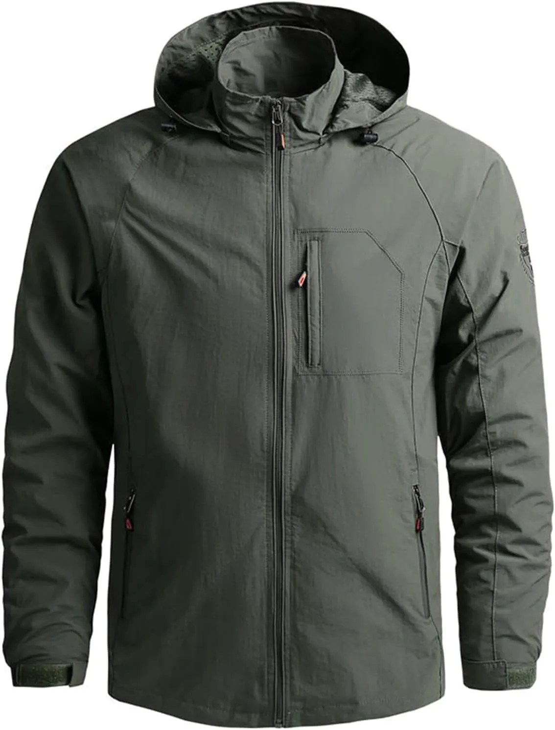 Ymosrh Jacket Lightweight Waterproof Rain Jacket with Hood Outdoor Raincoat Softshell Jacket for Hiking Travel, XL-5XL