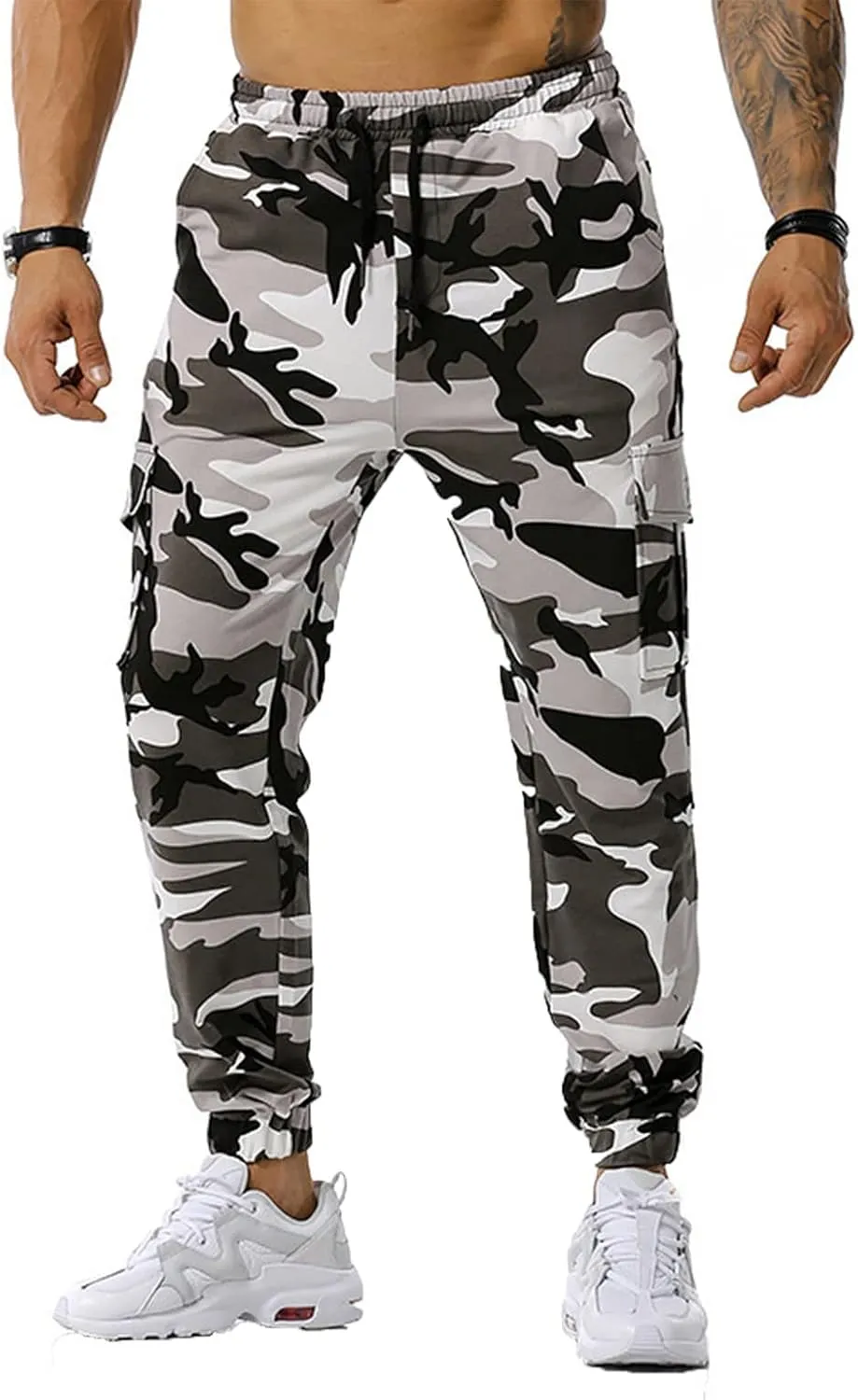 Ymosrh Mens Pants Fashion Men's Patchwork Camouflage Jogging Pants Outdoor Sports Fitness Stretch