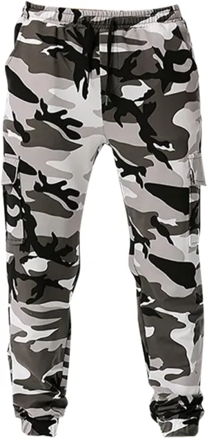 Ymosrh Mens Pants Fashion Men's Patchwork Camouflage Jogging Pants Outdoor Sports Fitness Stretch