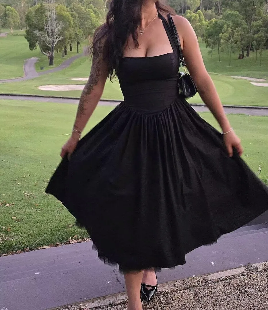 Zepumen Womens Halter Satin Prom Dresses 2025 Tea Length Ball Gowns A-Line Formal Evening Party Gowns