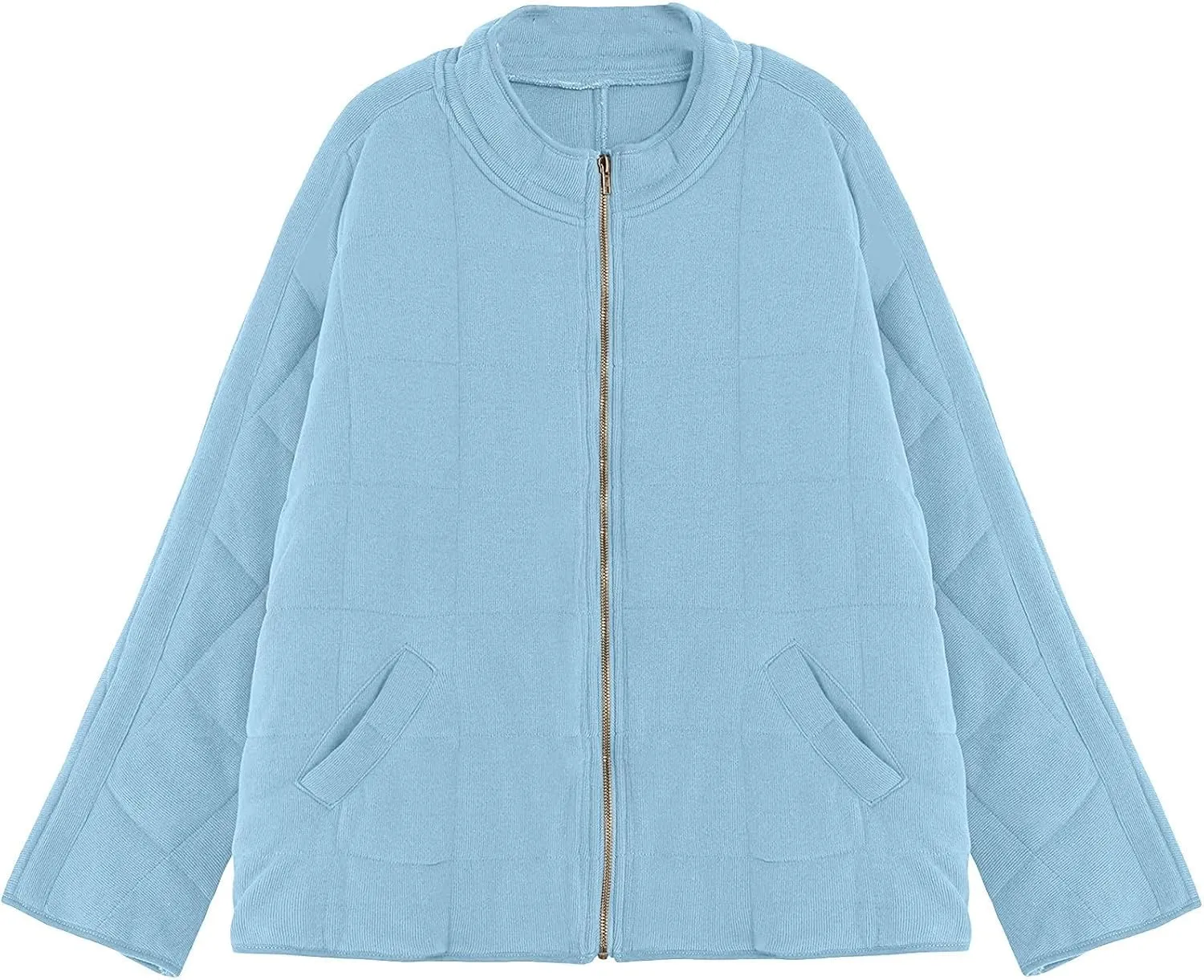 Zip Up Women's Diamond Quilted Jackets Warm Winter 2023 Western Quilted Coats Classic Long Sleeve Cotton Padded Down