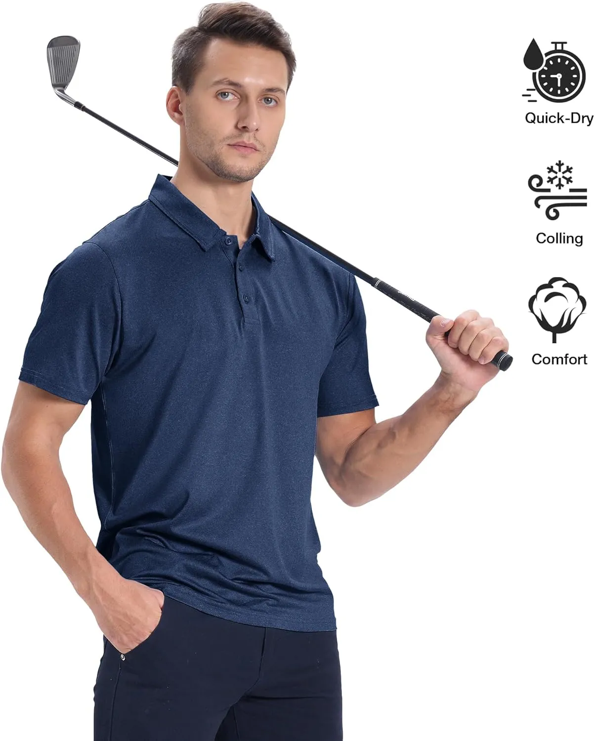 ZITY 5 Pack Mens Polo Shirts Short Sleeve Casual Performance Moisture Wicking Golf Shirt