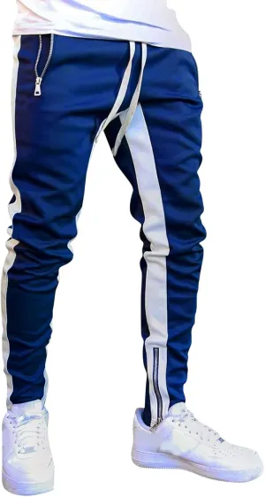 ZYXTIM Work Utility Jogger Pants for Men,Mens Slim Fit Color Block Patchwork Athletic Gym Workout Running Jogger Sweatpants